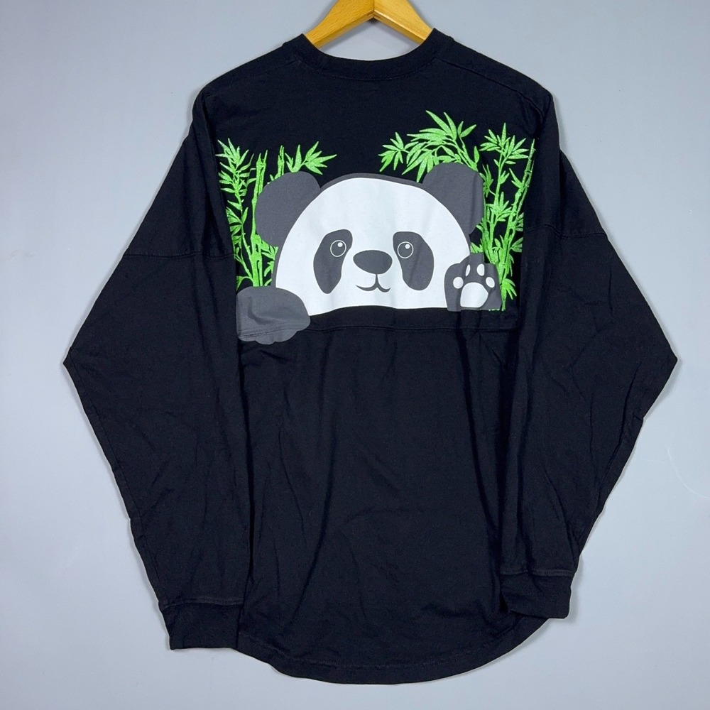Spirit Jersey San Diego Zoo Panda Long Sleeve Shirt Womens Size XS Black